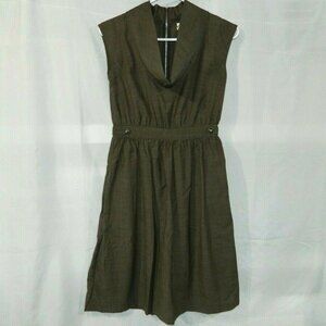 Covet Taupe Brown Cap Sleeve  Knee Length Cowl Neck Dress size 2 wool blend